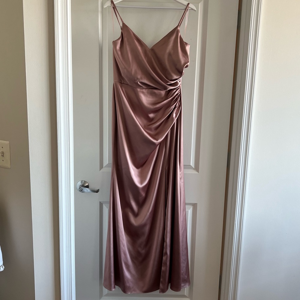 Revelry Rory Satin Dress size 12 in rose quartz